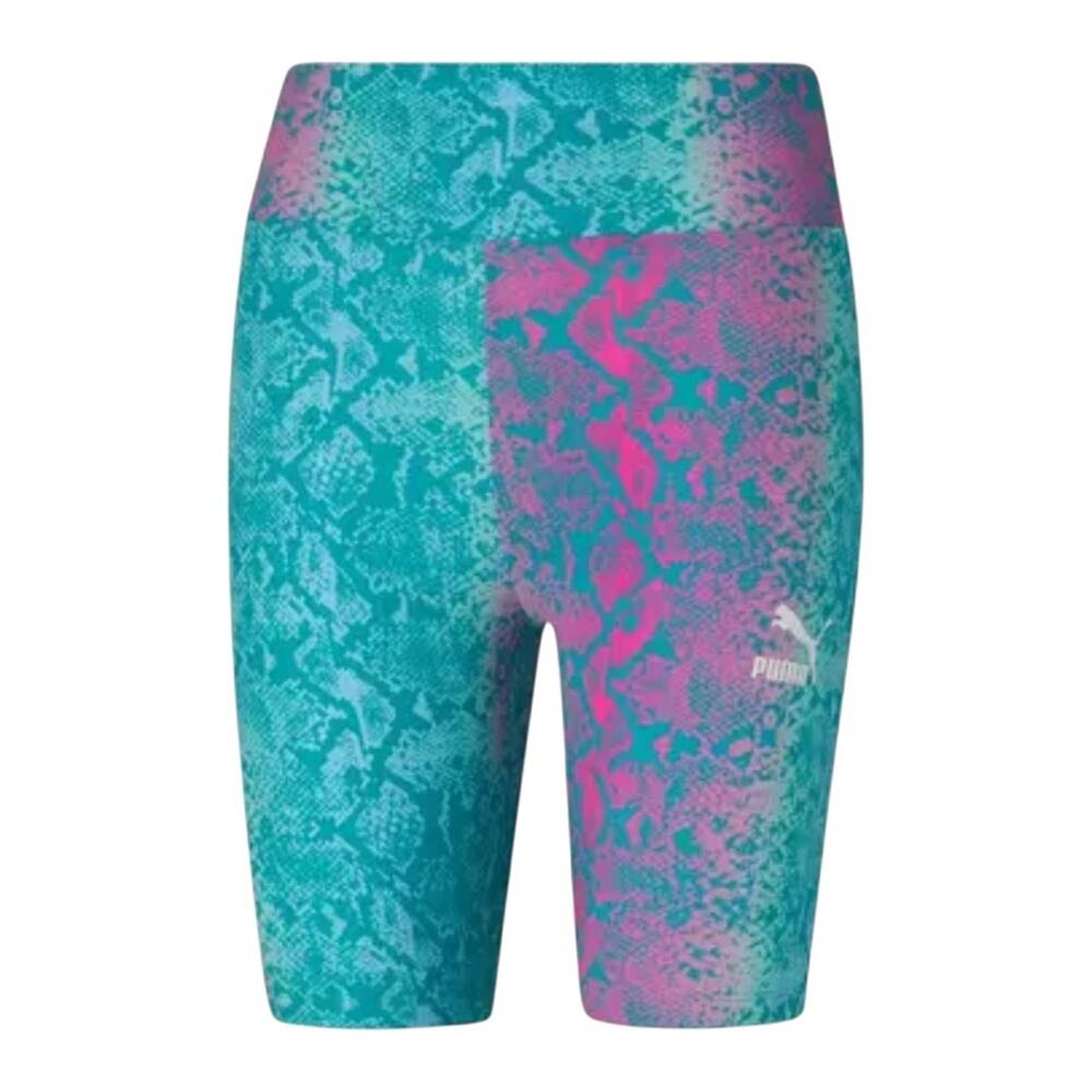 Puma woman's printed snake bike shorts blue pink size small S
b61